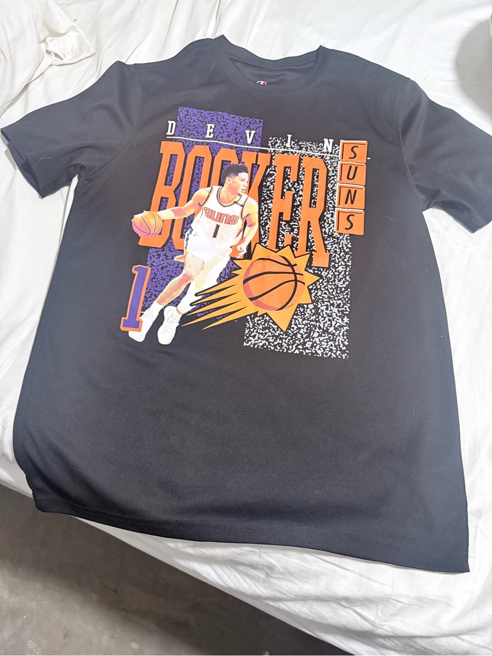 NBA Black Devin Booker Phoenix Suns Graphic Tee - Orange & Purple Accents